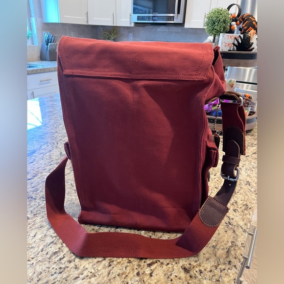 Canvas Wine Tote Bag for two bottles with 3 pockets, New - Picture 3 of 5